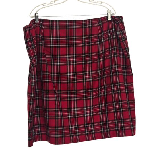 Talbots Woman Red Holiday Tartan Plaid Skirt A Line Festive Women Plus 22W - Picture 2 of 10